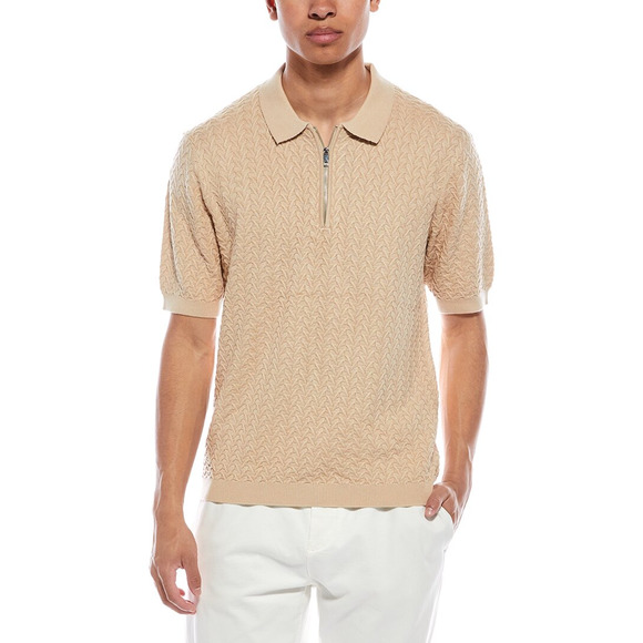 Truth Textured Polo Knitted Dune Beige Quarter Zip Men's Size Medium NWT $78 - Picture 7 of 7